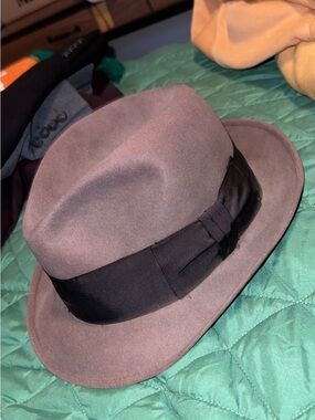 Classic Gray Fedora Hat with Black Band - Men